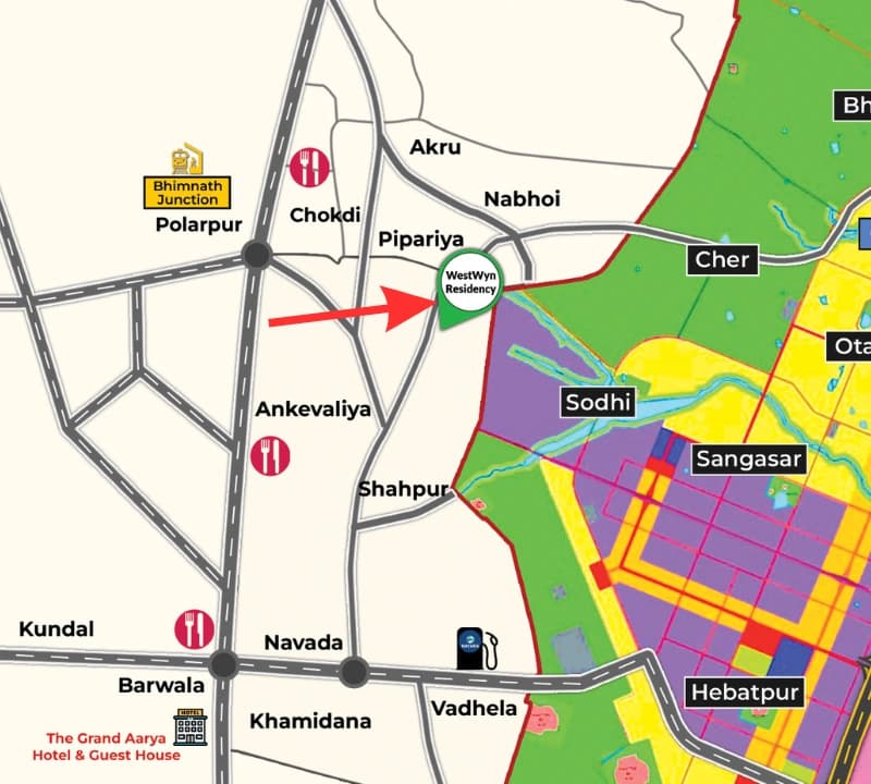 WestWyn Residency location map near Pipariya, Dholera