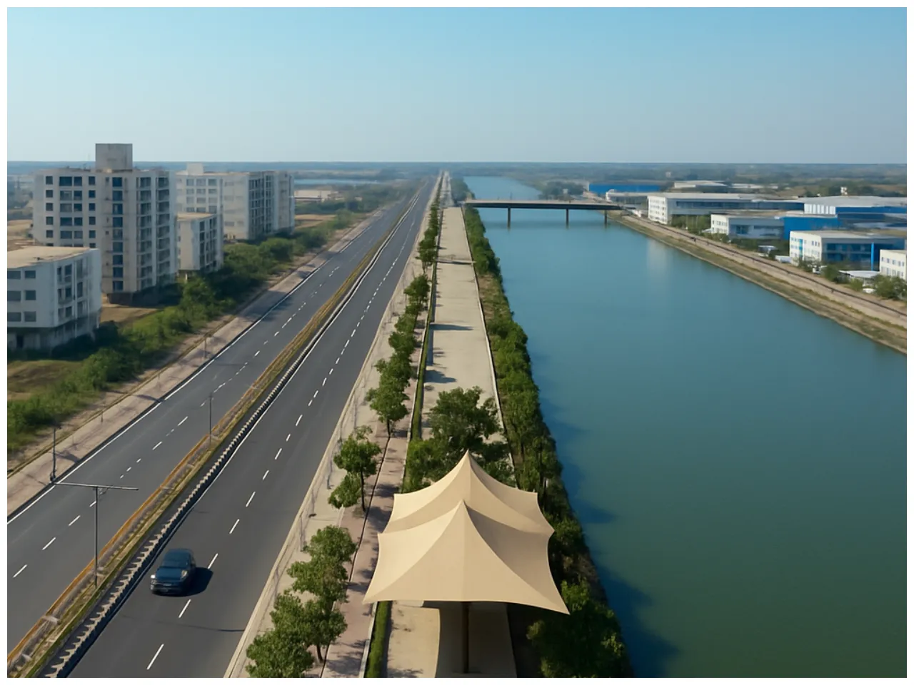 Aerial view of Activation area in Dholera Smart City
